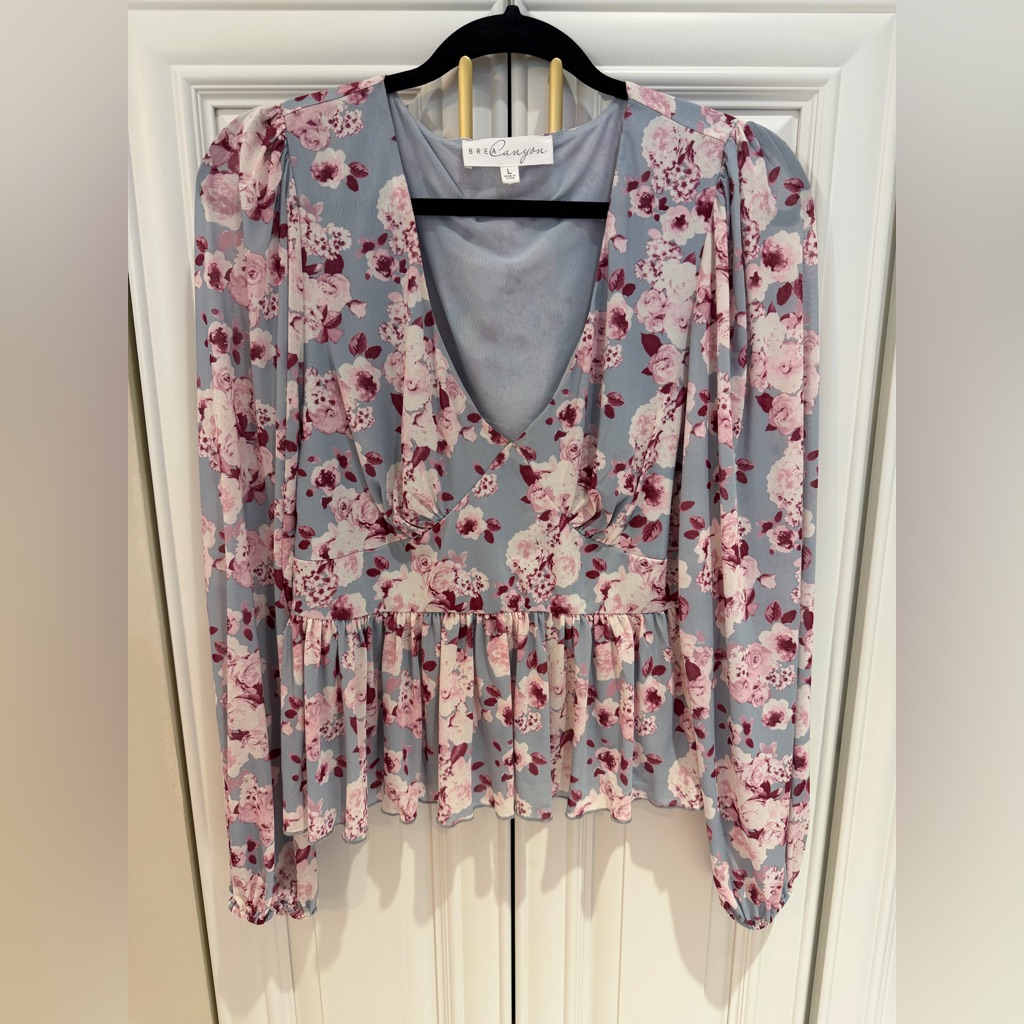 Floral Blouse In Pink And Blue